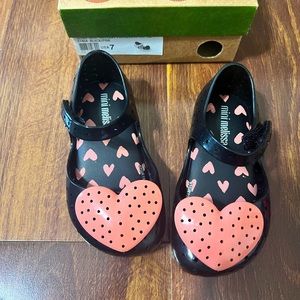 Mini Melissa Furadinha Black and Pink Jelly Size 7 toddler